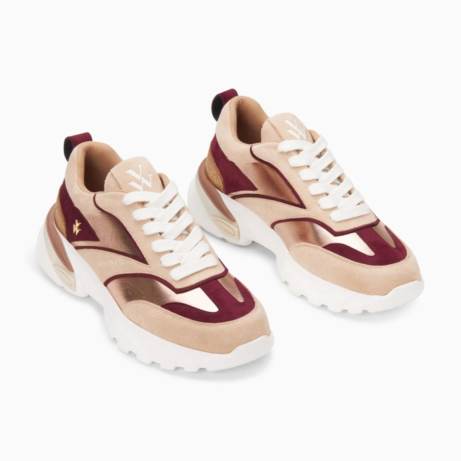 Vanessa Wu Sneakers>Baskets Agnes Beige Et Prune A Semelle Oversize