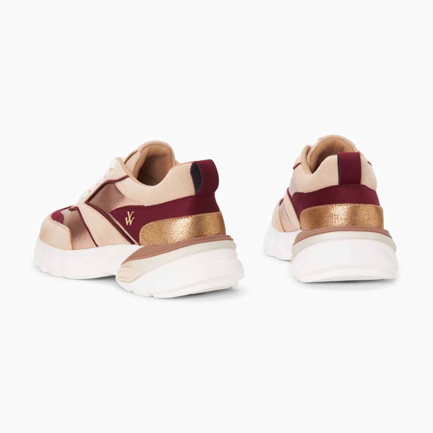 Vanessa Wu Sneakers>Baskets Agnes Beige Et Prune A Semelle Oversize
