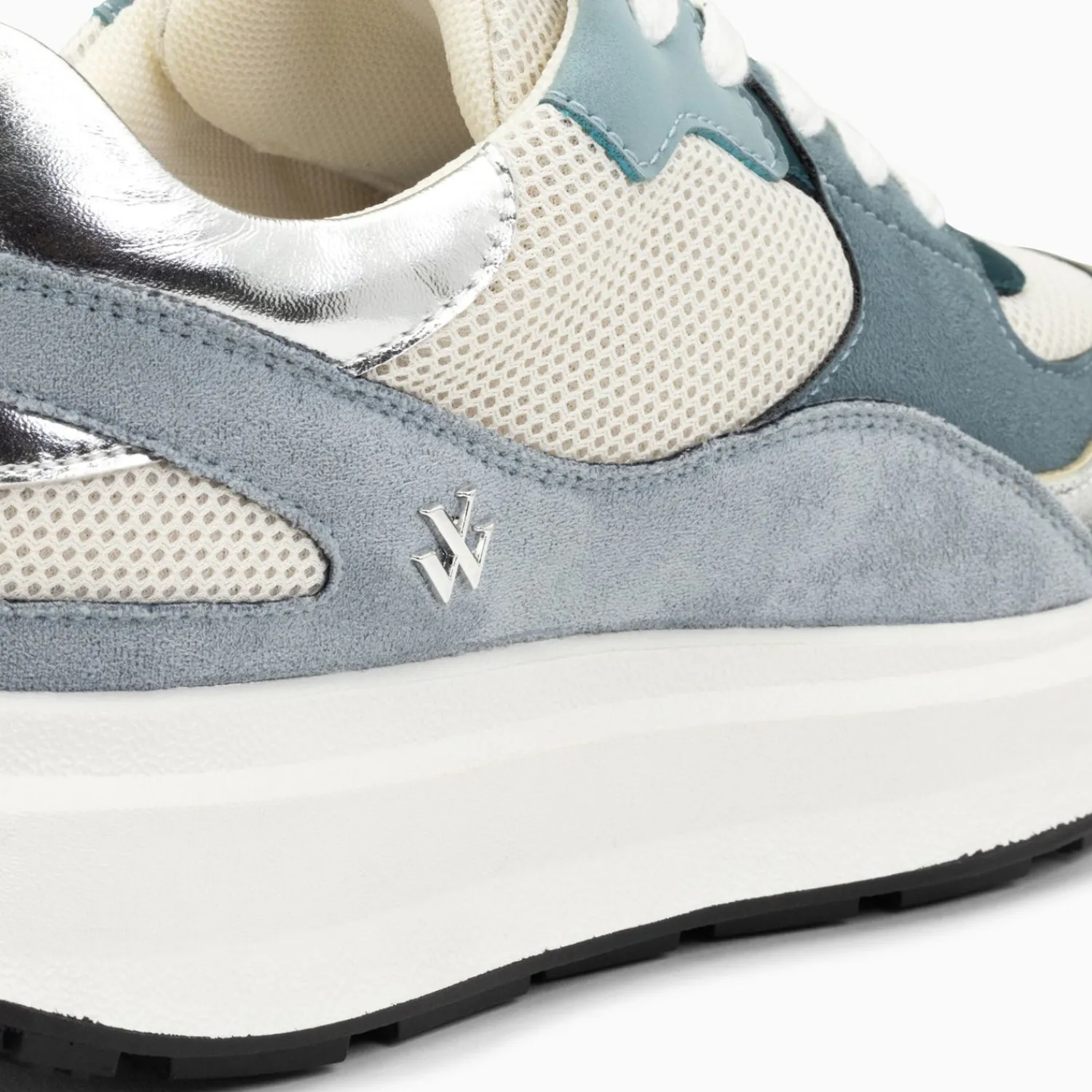 Vanessa Wu Sneakers>Baskets Alice Bleu Et Argent A Semelle Oversize