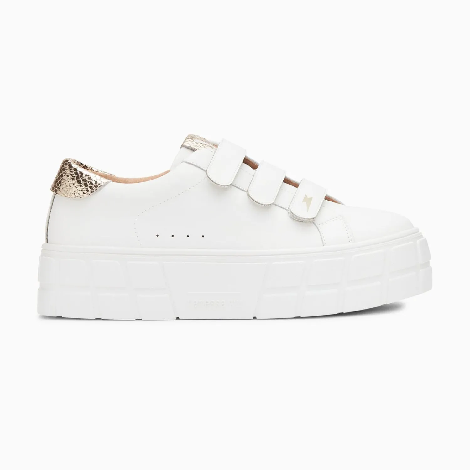 Vanessa Wu Sneakers>Baskets Angela Blanc Et Or Serpent A Plateforme