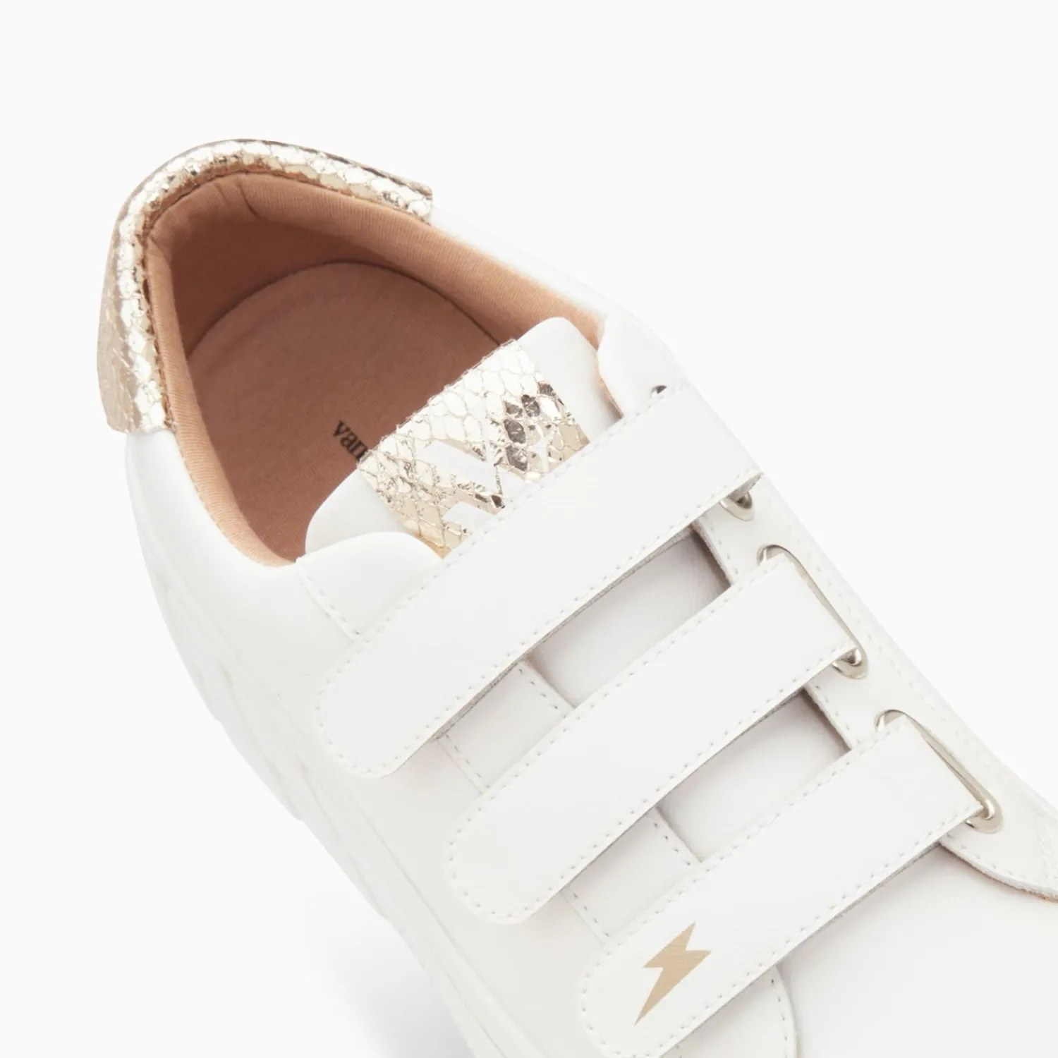 Vanessa Wu Sneakers>Baskets Angela Blanc Et Or Serpent A Plateforme