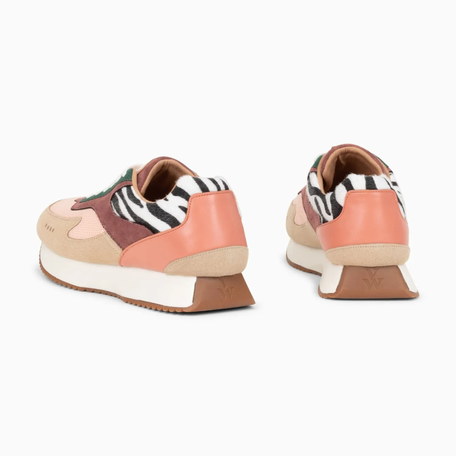 Vanessa Wu Sneakers>Baskets Anouk Rose Et Beige A Semelle Running