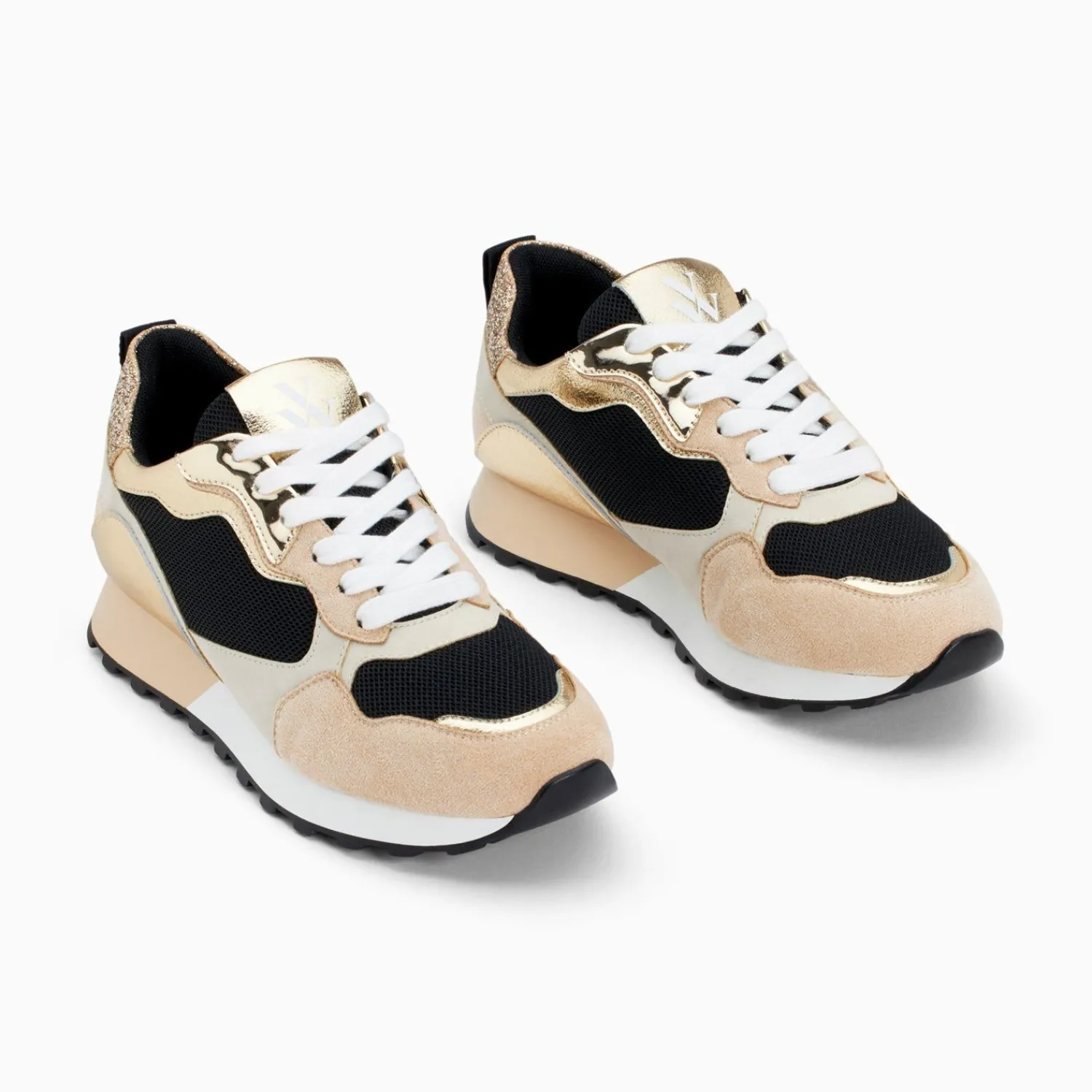 Vanessa Wu Sneakers>Baskets Berenice Noir Et Beige A Semelle Running