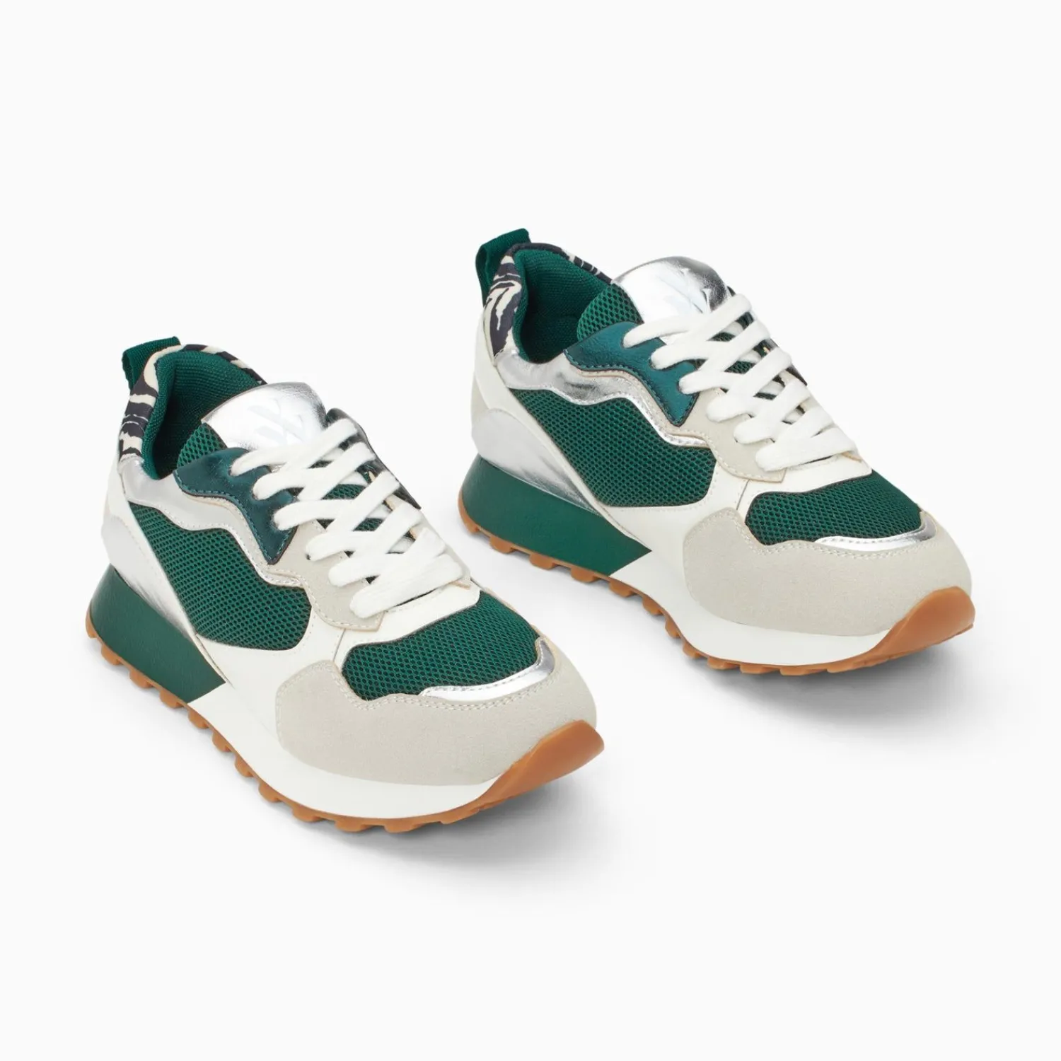 Vanessa Wu Sneakers>Baskets Berenice Vert Et Gris A Semelle Running