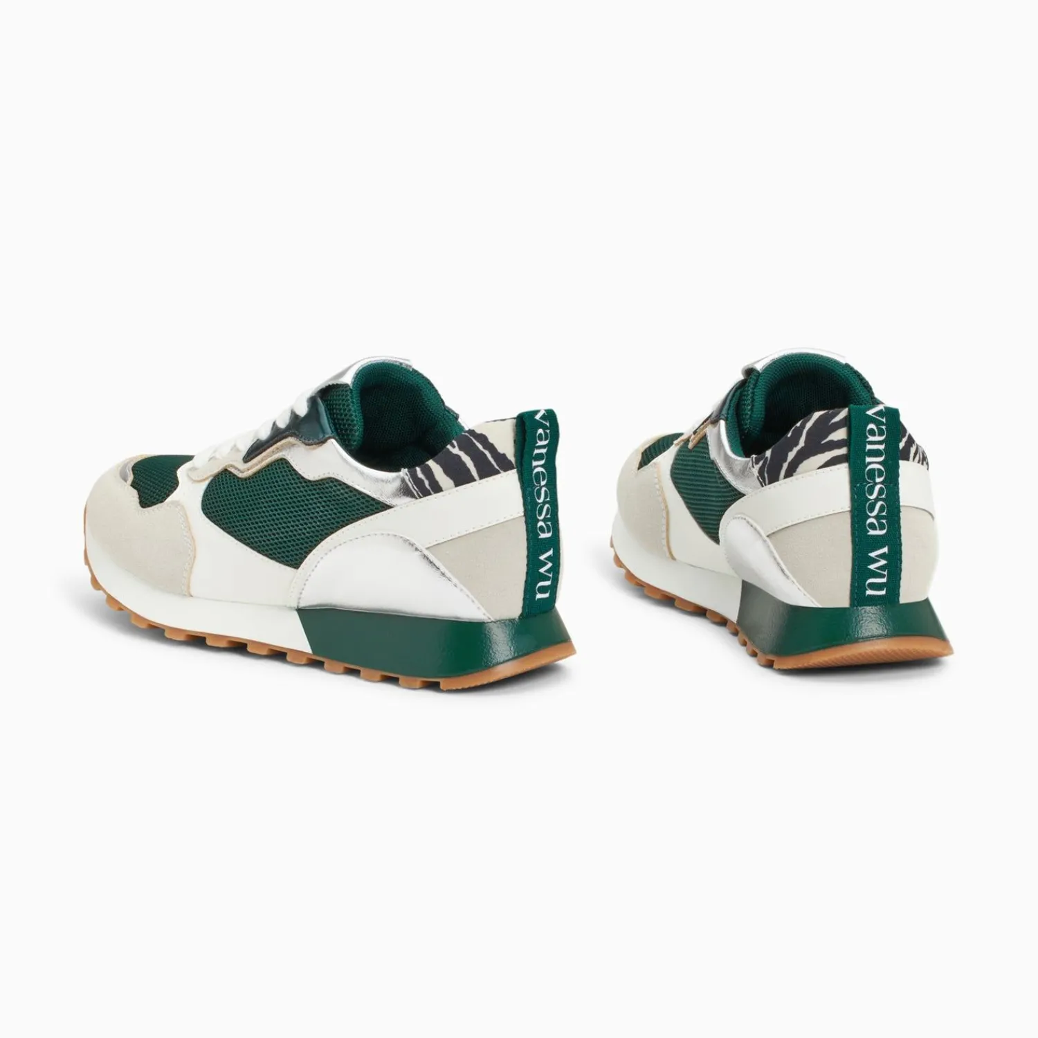 Vanessa Wu Sneakers>Baskets Berenice Vert Et Gris A Semelle Running