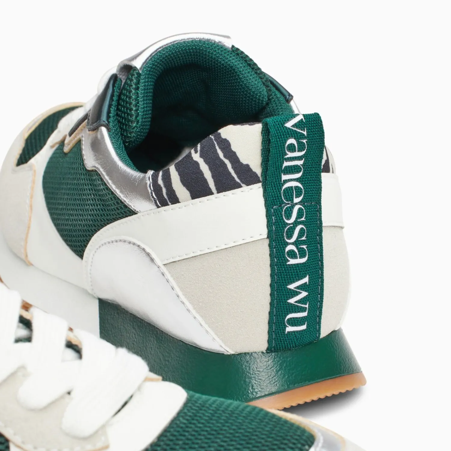 Vanessa Wu Sneakers>Baskets Berenice Vert Et Gris A Semelle Running