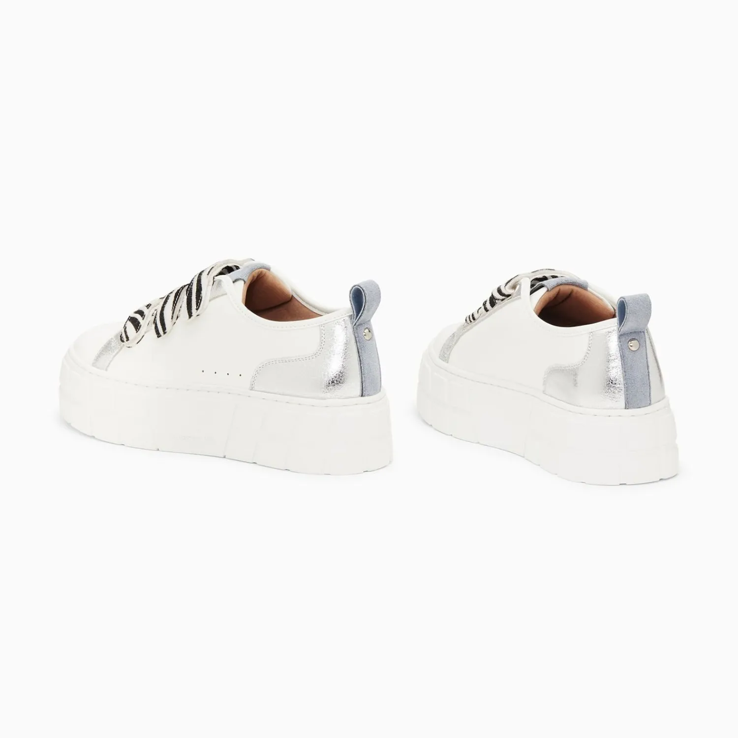 Vanessa Wu Sneakers>Baskets Bridget Argent Et Zebre A Plateforme