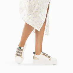 Vanessa Wu Sneakers>Baskets Bridget Or Et Guepard A Plateforme