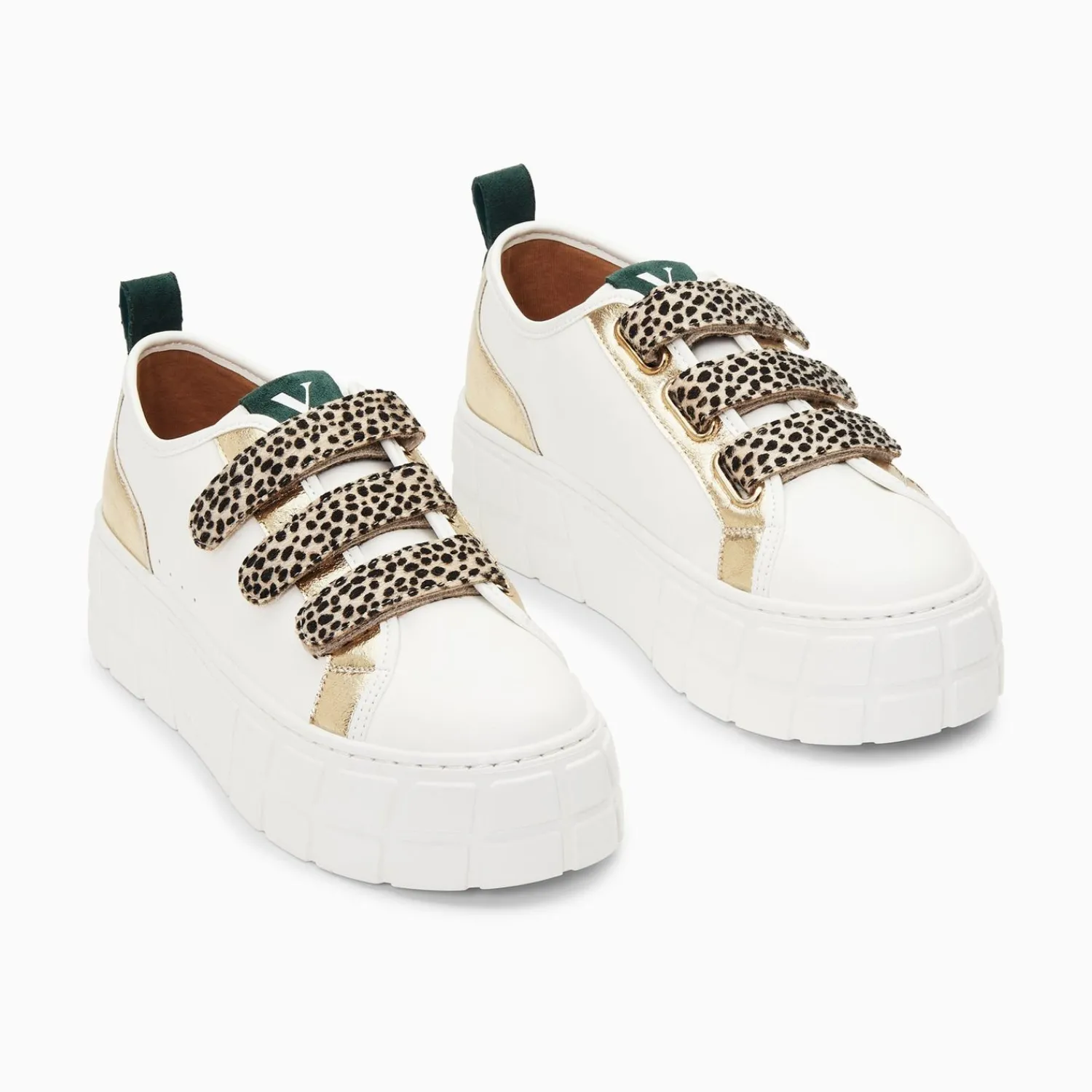 Vanessa Wu Sneakers>Baskets Bridget Or Et Guepard A Plateforme