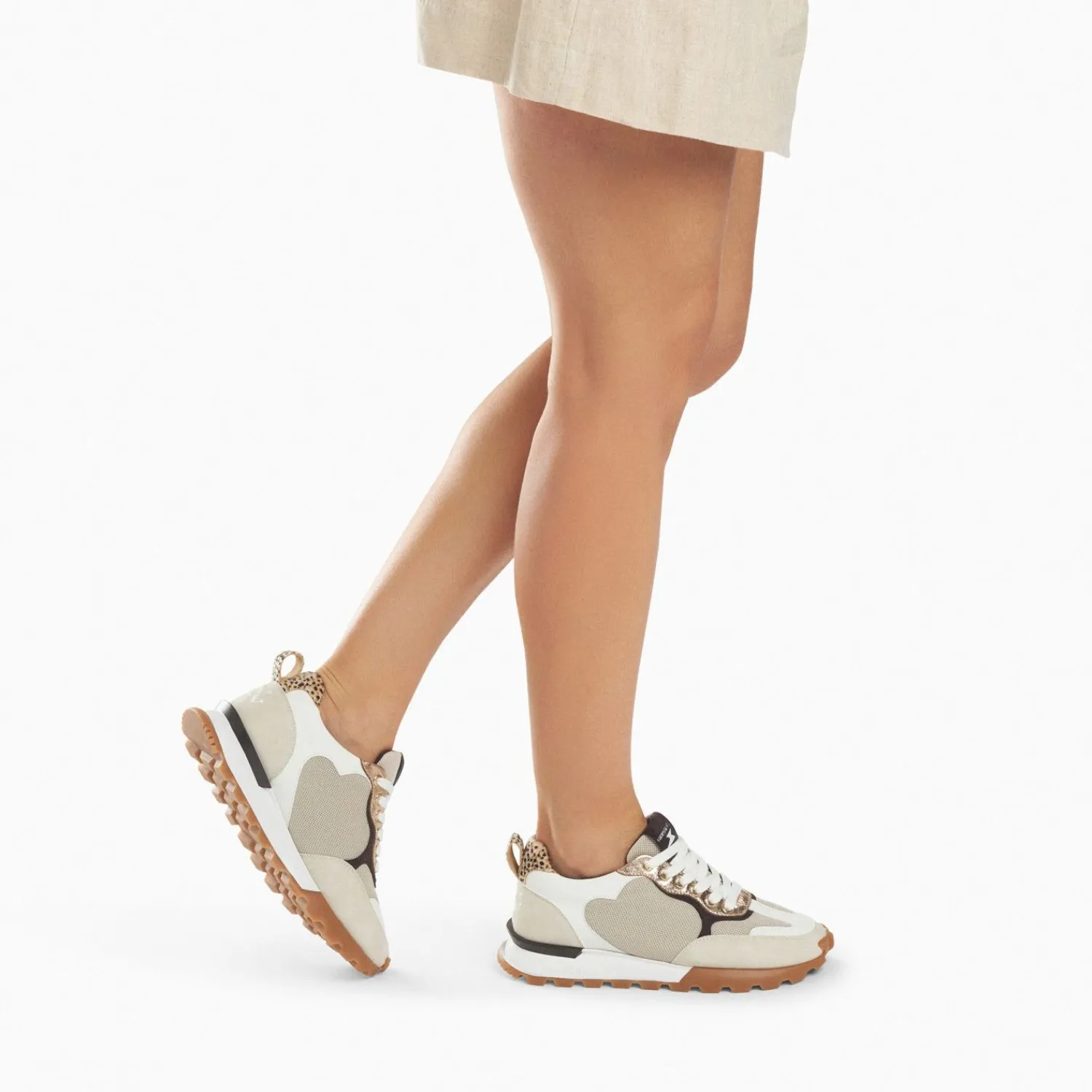 Vanessa Wu Sneakers>Baskets Coeur Gloria Beiges A Semelle Running