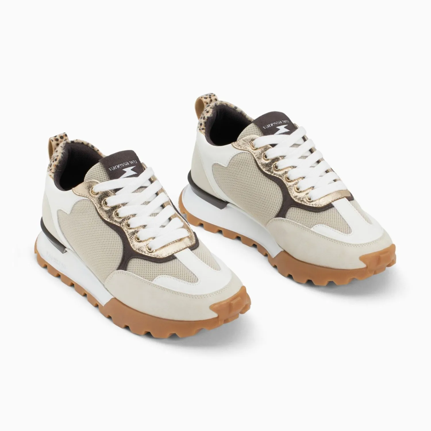 Vanessa Wu Sneakers>Baskets Coeur Gloria Beiges A Semelle Running