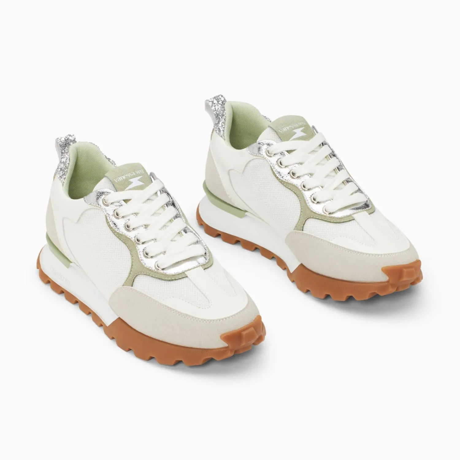 Vanessa Wu Sneakers>Baskets Coeur Gloria Blanches A Semelle Running