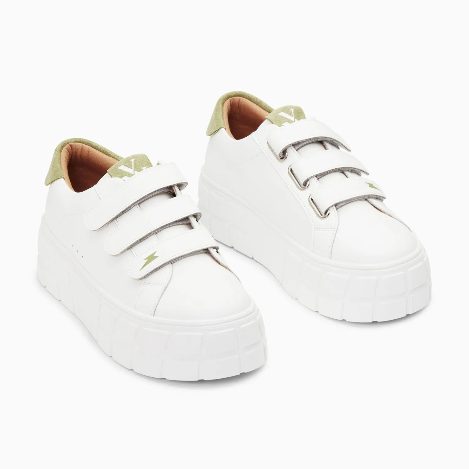Vanessa Wu Sneakers>Baskets Coraline Blanc Et Vert A Plateforme