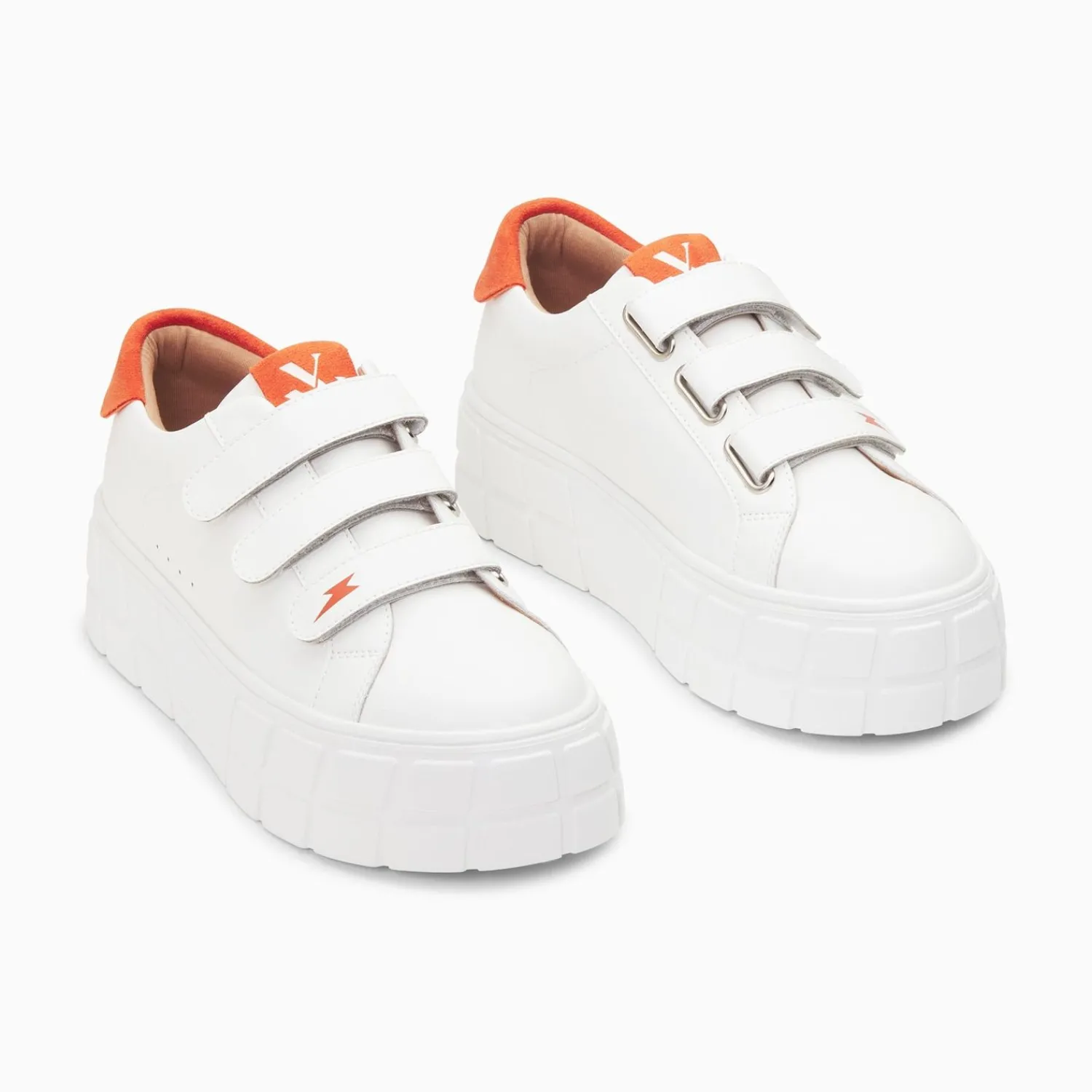 Vanessa Wu Sneakers>Baskets Coraline Blanc Et Orange A Plateforme