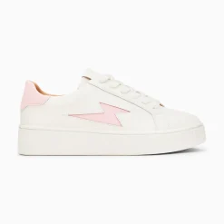 Vanessa Wu Sneakers>Baskets Eclair Angie Blanc Et Rose A Lacets
