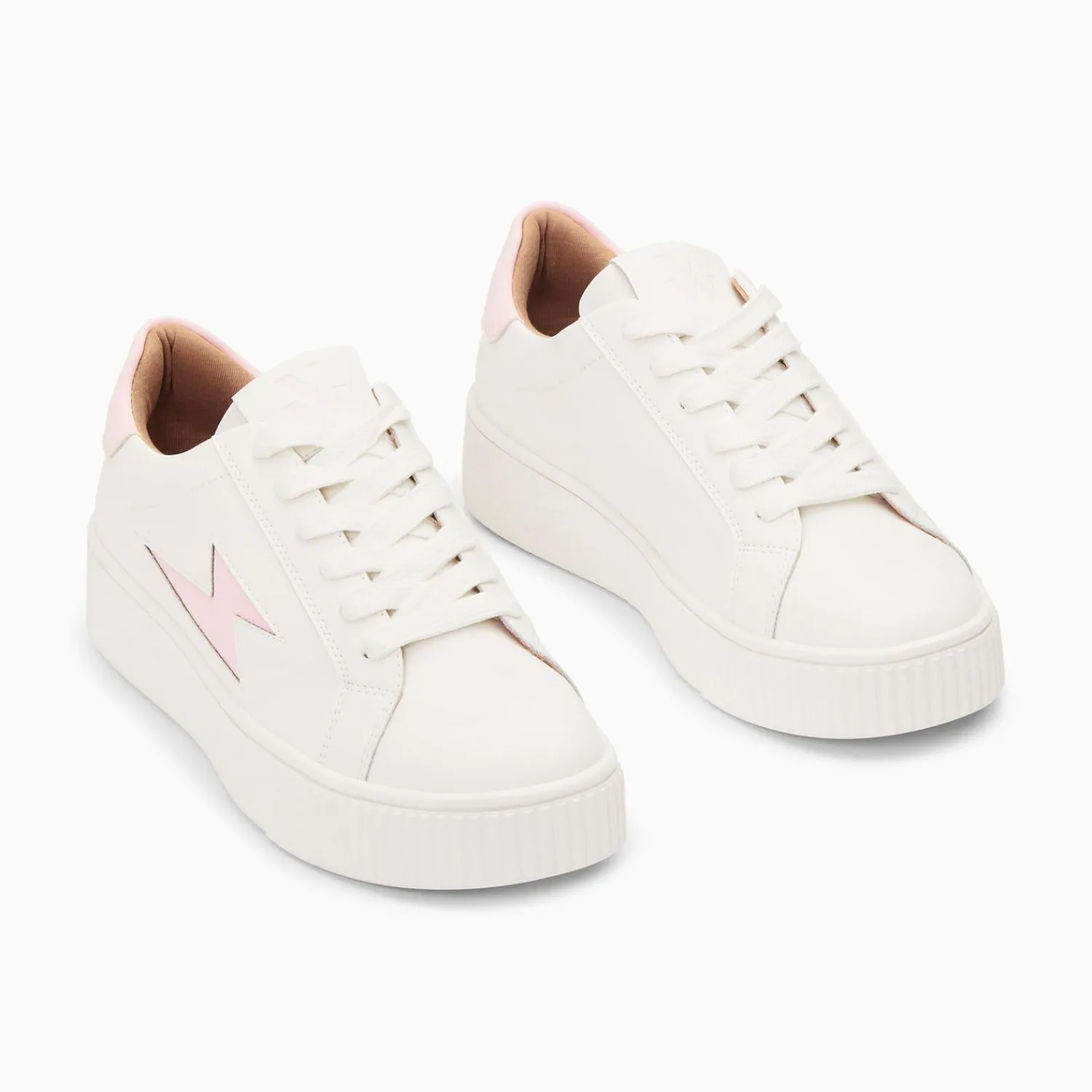 Vanessa Wu Sneakers>Baskets Eclair Angie Blanc Et Rose A Lacets