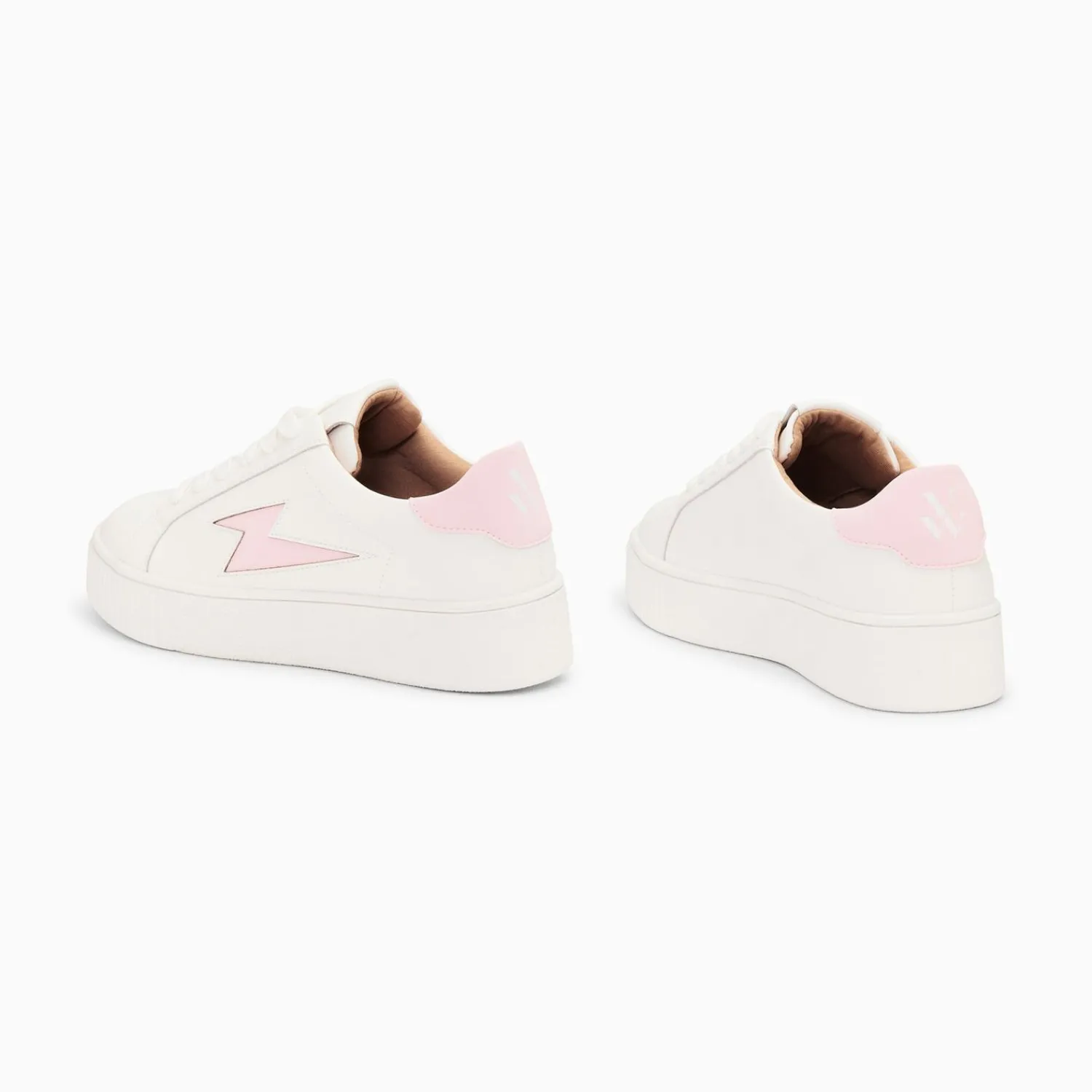 Vanessa Wu Sneakers>Baskets Eclair Angie Blanc Et Rose A Lacets