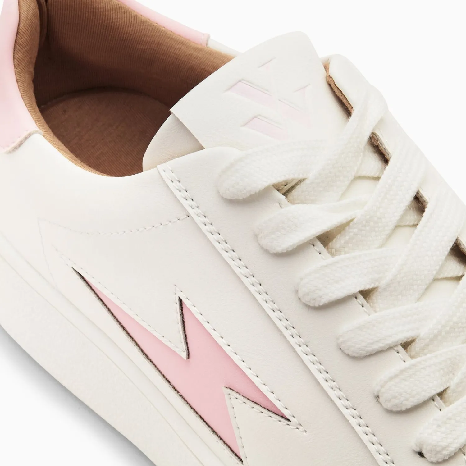 Vanessa Wu Sneakers>Baskets Eclair Angie Blanc Et Rose A Lacets