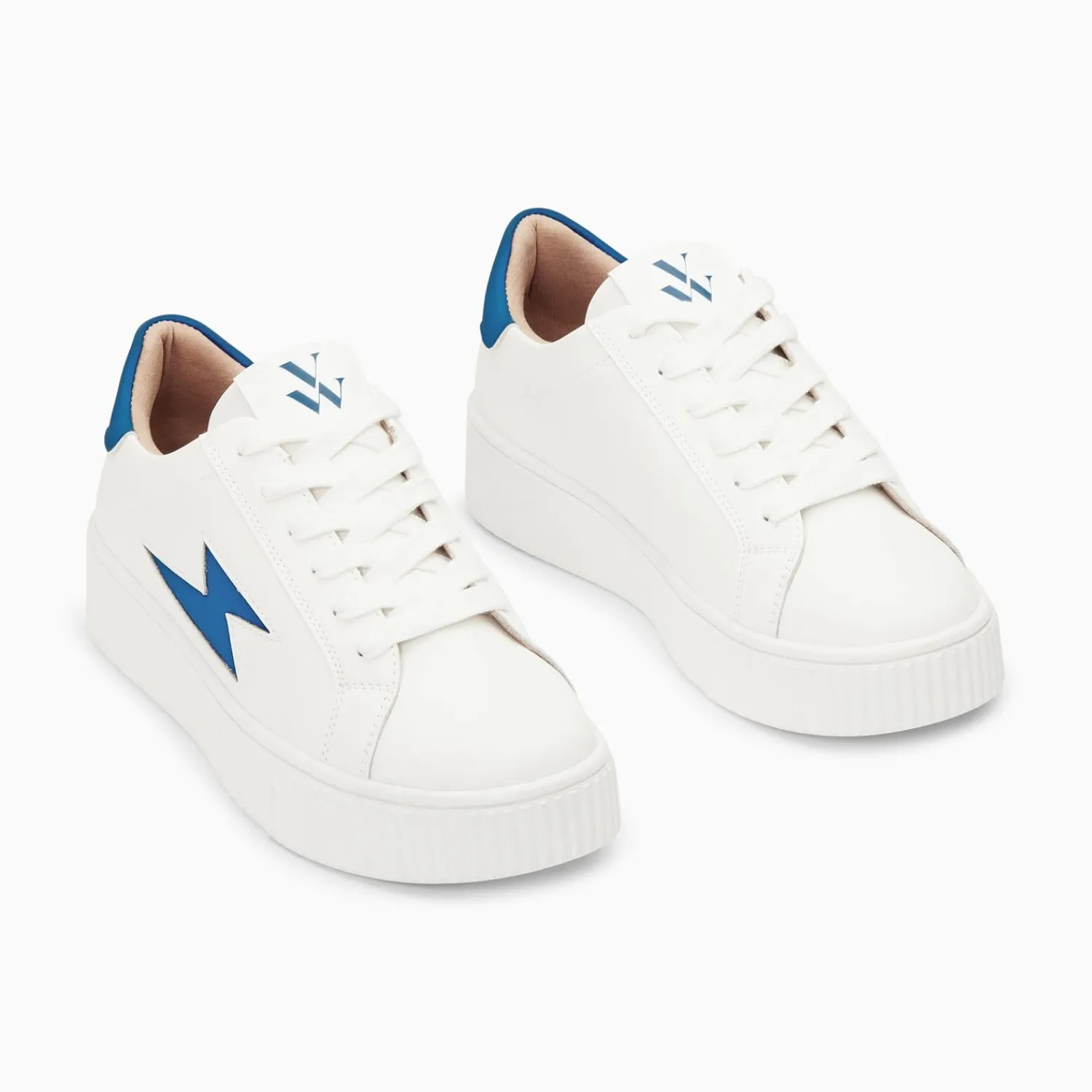 Vanessa Wu Sneakers>Baskets Eclair Angie Blanc Et Bleu A Lacets