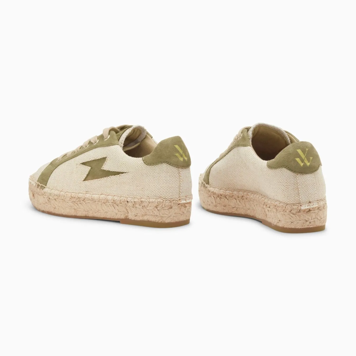 Vanessa Wu Sneakers>Baskets Eclair April Beige Et Kaki A Semelle Espadrille