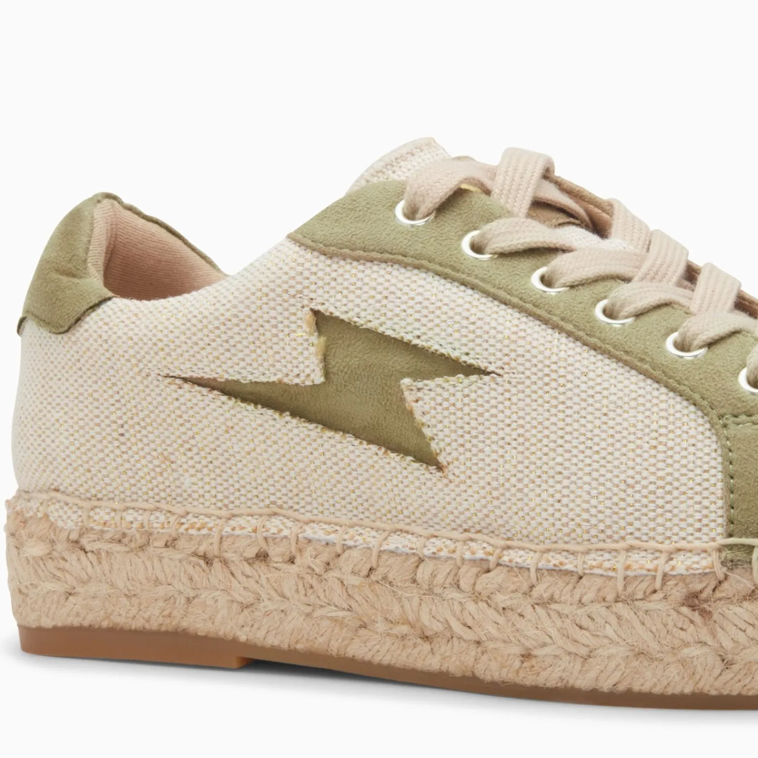 Vanessa Wu Sneakers>Baskets Eclair April Beige Et Kaki A Semelle Espadrille