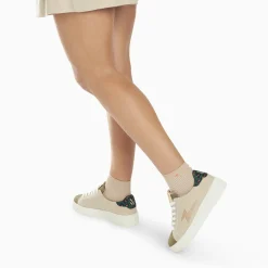 Vanessa Wu Sneakers>Baskets Eclair Berthe Beige Et Kaki A Lacets