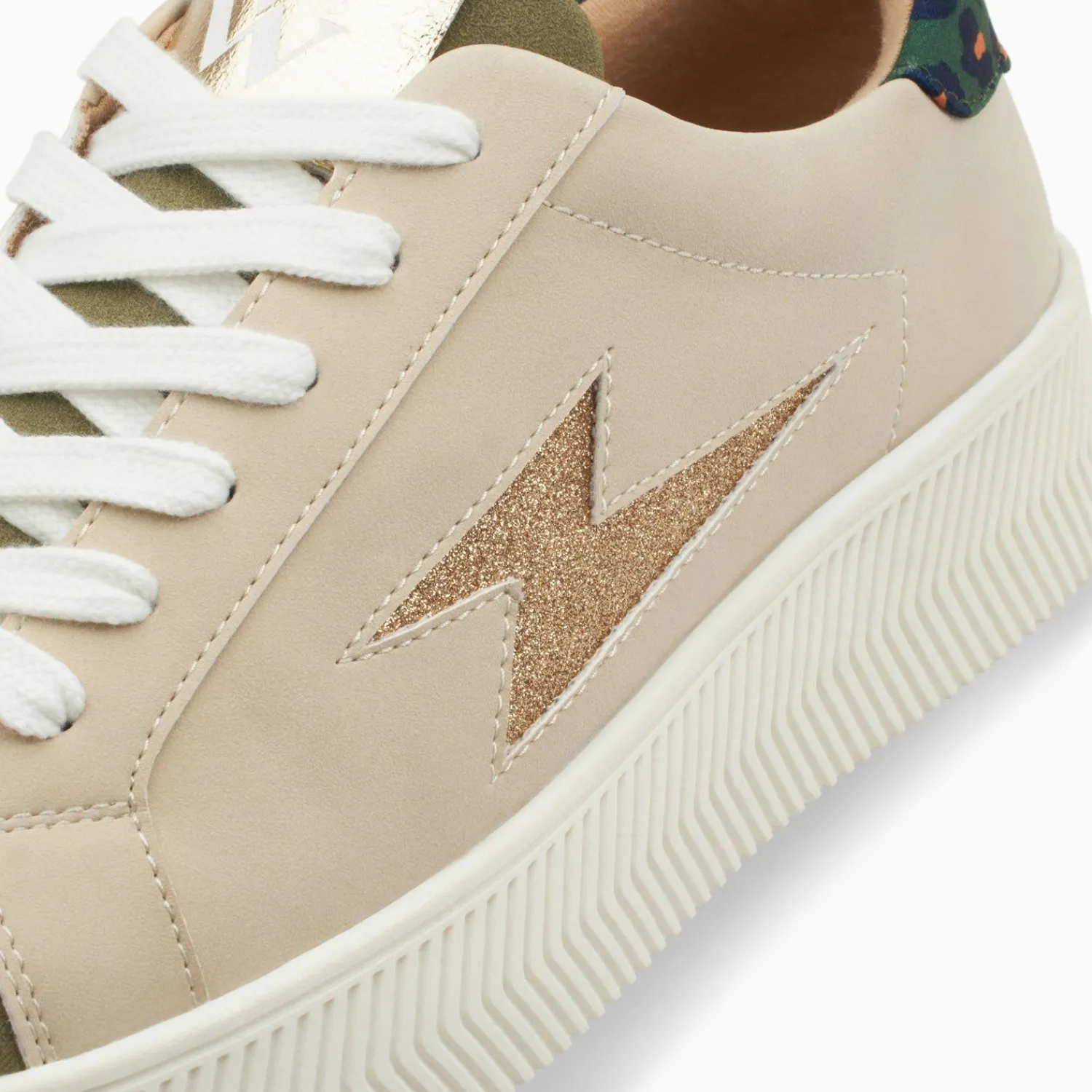 Vanessa Wu Sneakers>Baskets Eclair Berthe Beige Et Kaki A Lacets