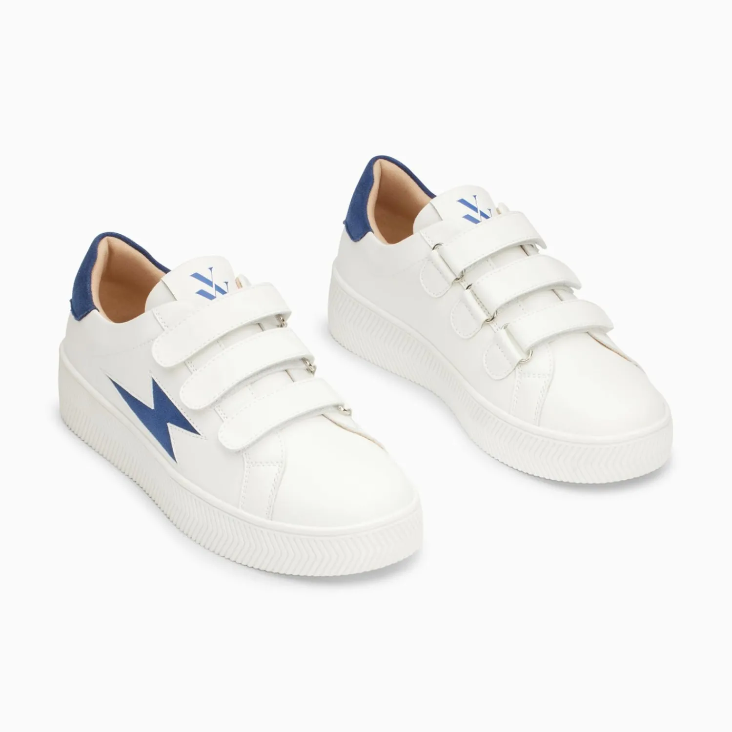 Vanessa Wu Sneakers>Baskets Eclair Camelia Blanc Et Marine A Scratchs