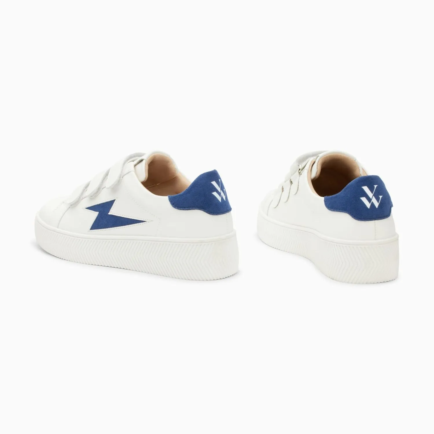 Vanessa Wu Sneakers>Baskets Eclair Camelia Blanc Et Marine A Scratchs