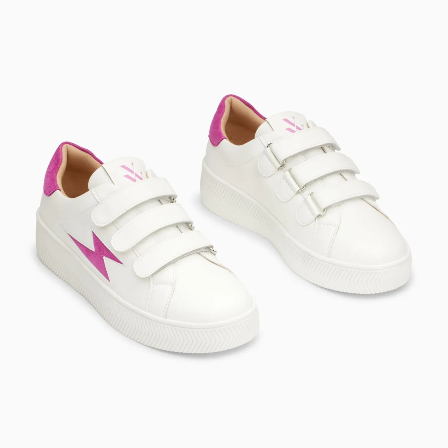 Vanessa Wu Sneakers>Baskets Eclair Camelia Blanc Et Magenta A Scratchs