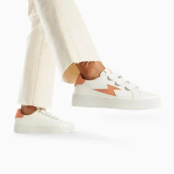 Vanessa Wu Sneakers>Baskets Eclair Camelia Blanc Et Orange A Scratchs