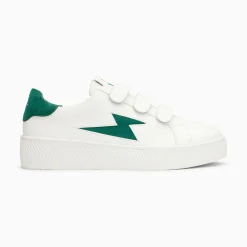 Vanessa Wu Sneakers>Baskets Eclair Camelia Blanc Et Vert Sapin A Scratchs