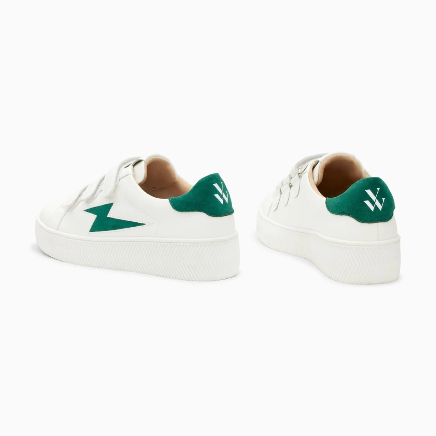 Vanessa Wu Sneakers>Baskets Eclair Camelia Blanc Et Vert Sapin A Scratchs