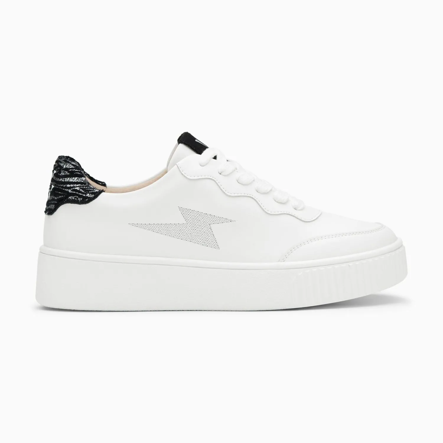 Vanessa Wu Sneakers>Baskets Eclair Carolane Blanc Et Noir Imprime Zebre A Lacets
