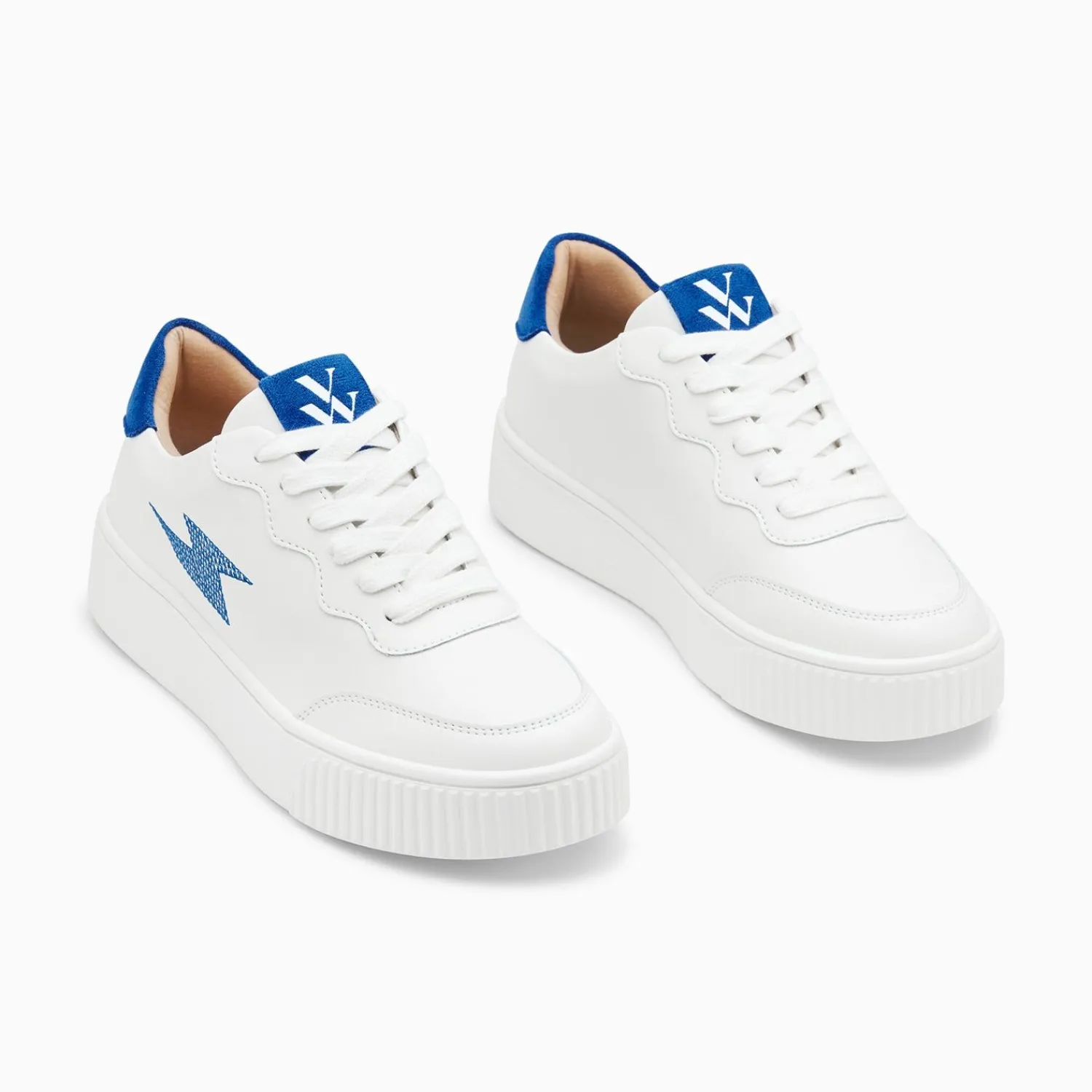 Vanessa Wu Sneakers>Baskets Eclair Carolane Blanc Et Bleu A Lacets