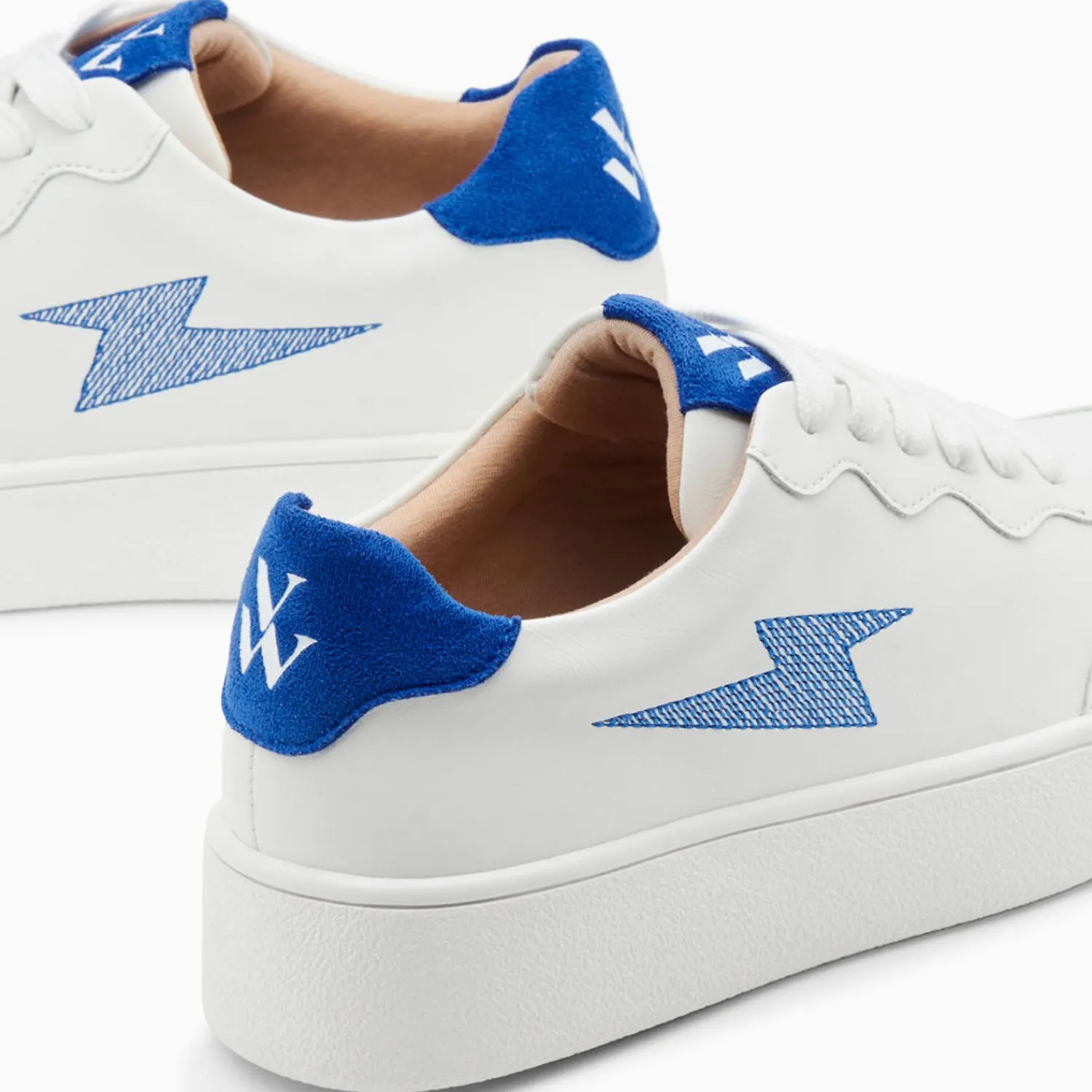 Vanessa Wu Sneakers>Baskets Eclair Carolane Blanc Et Bleu A Lacets
