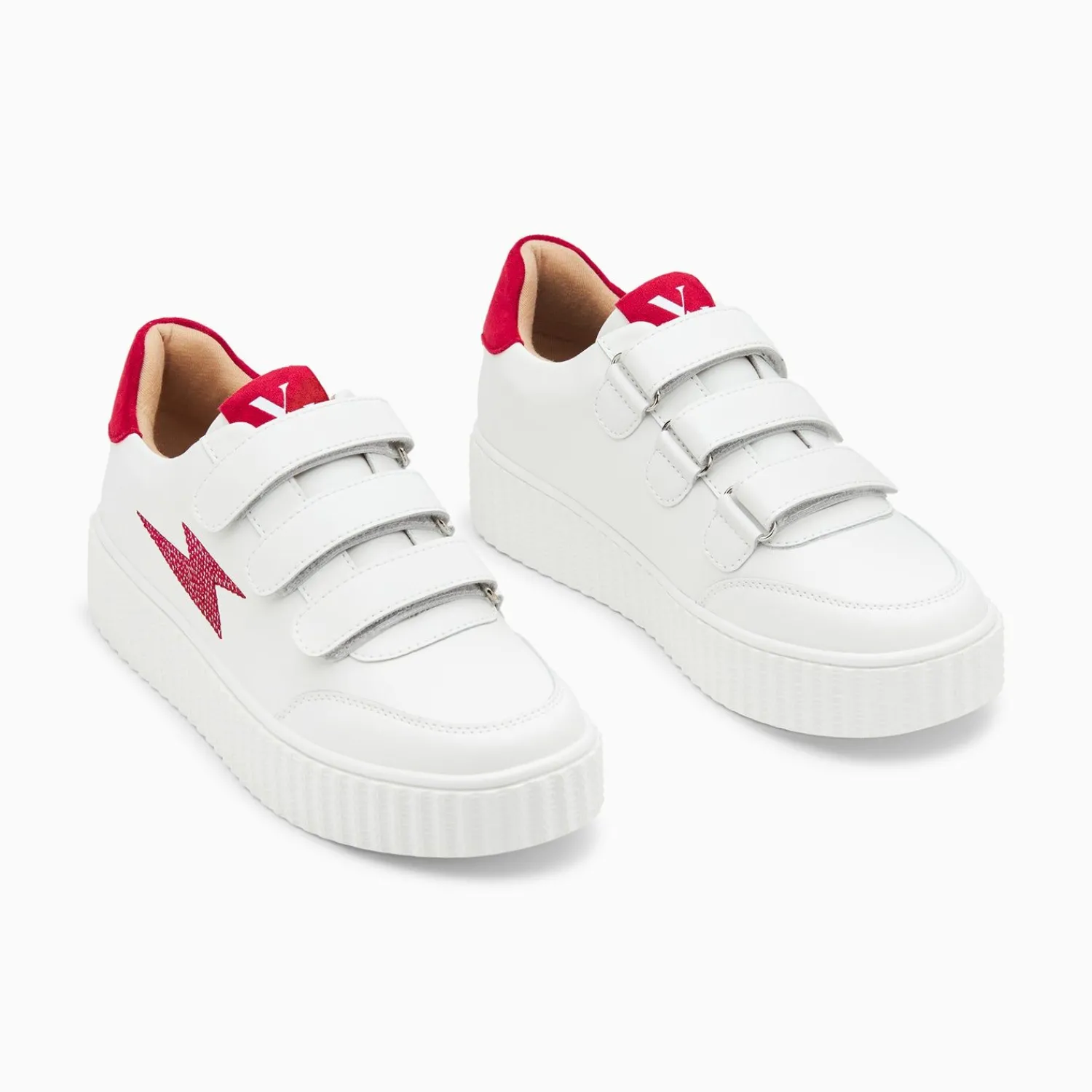 Vanessa Wu Sneakers>Baskets Eclair Damia Blanc Et Rouge A Scratchs
