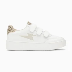 Vanessa Wu Sneakers>Baskets Eclair Damia Blanc Et Leopard A Scratchs