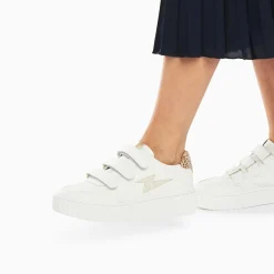 Vanessa Wu Sneakers>Baskets Eclair Damia Blanc Et Leopard A Scratchs