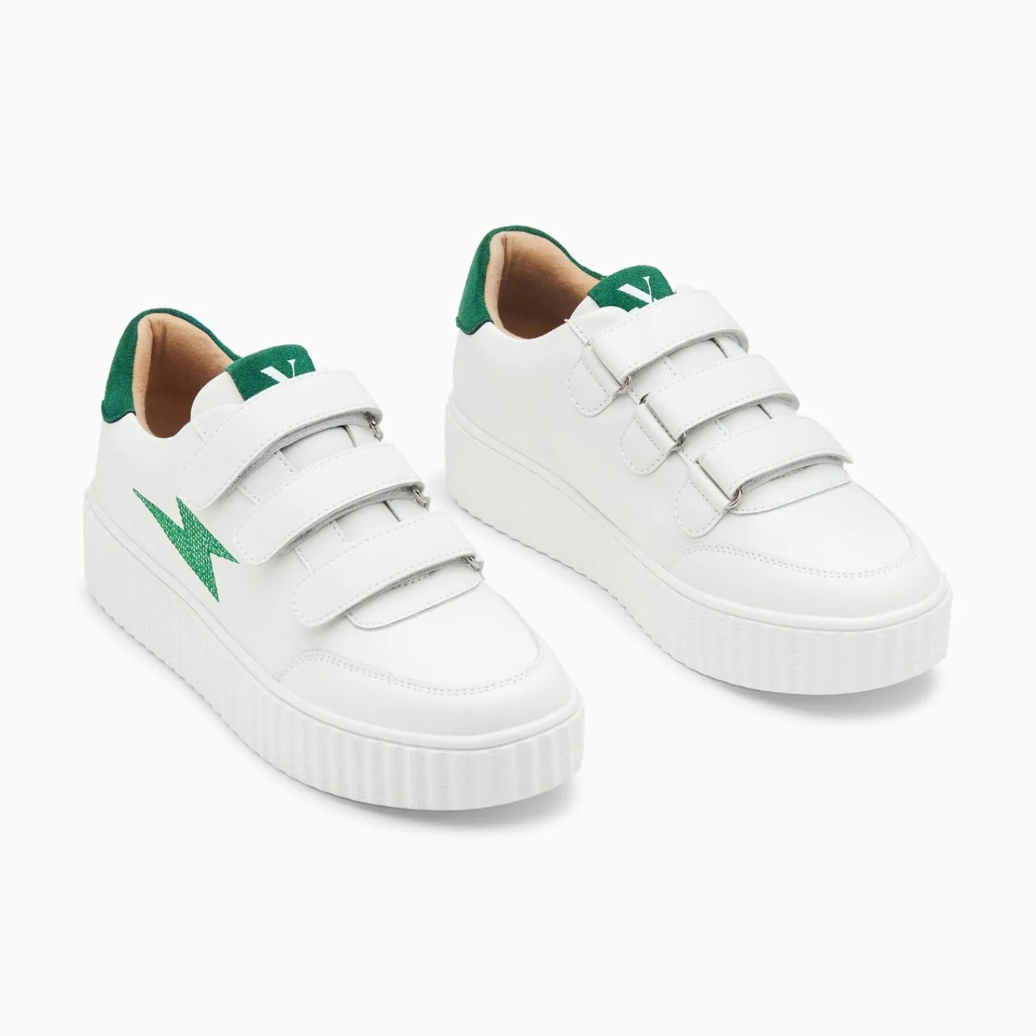 Vanessa Wu Sneakers>Baskets Eclair Damia Blanc Et Vert A Scratchs
