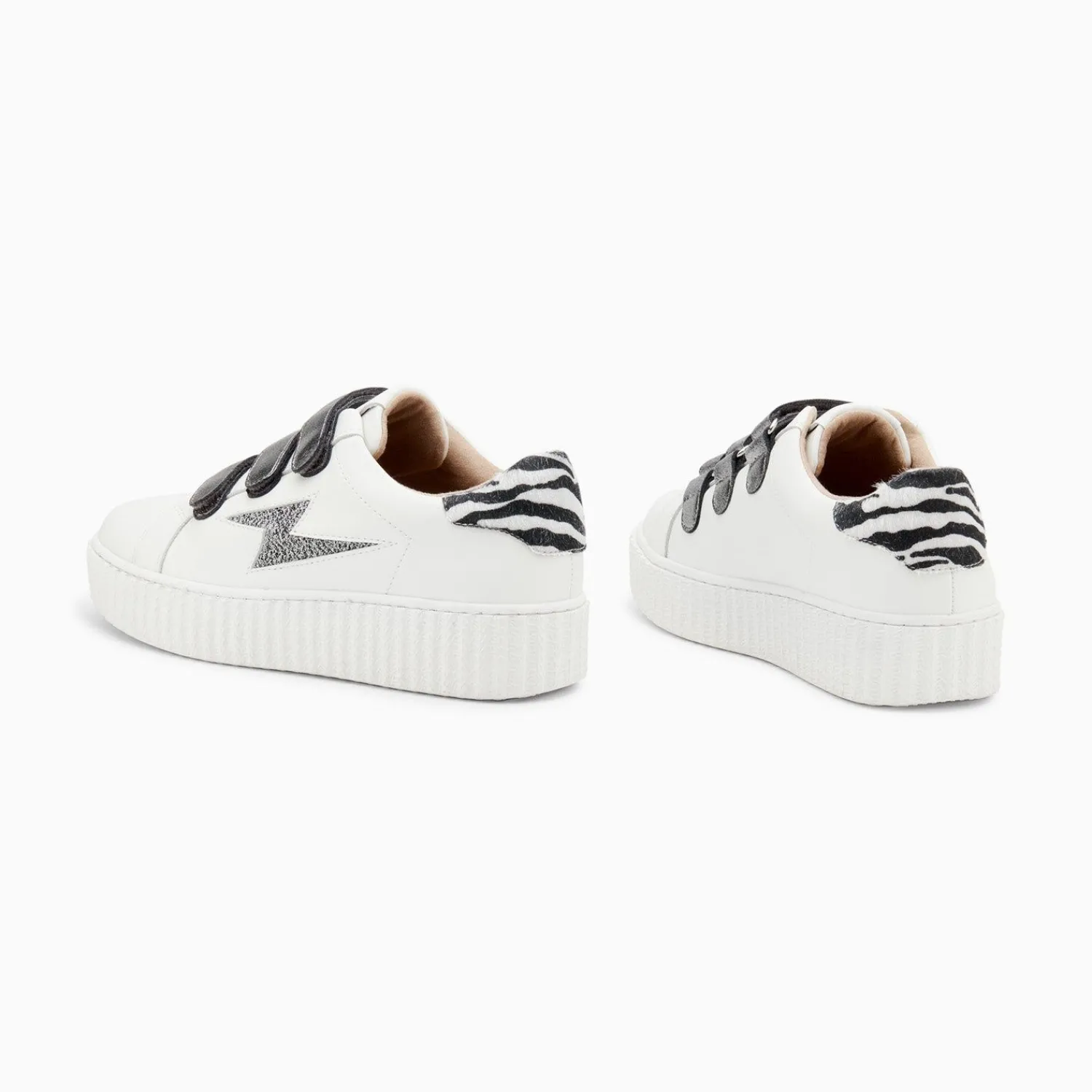 Vanessa Wu Sneakers>Baskets Eclair Darine Blanc Et Zebre A Scratchs Anthracite