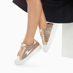 Vanessa Wu Sneakers>Baskets Eclair Elise Rose Gold Paillete A Lacets