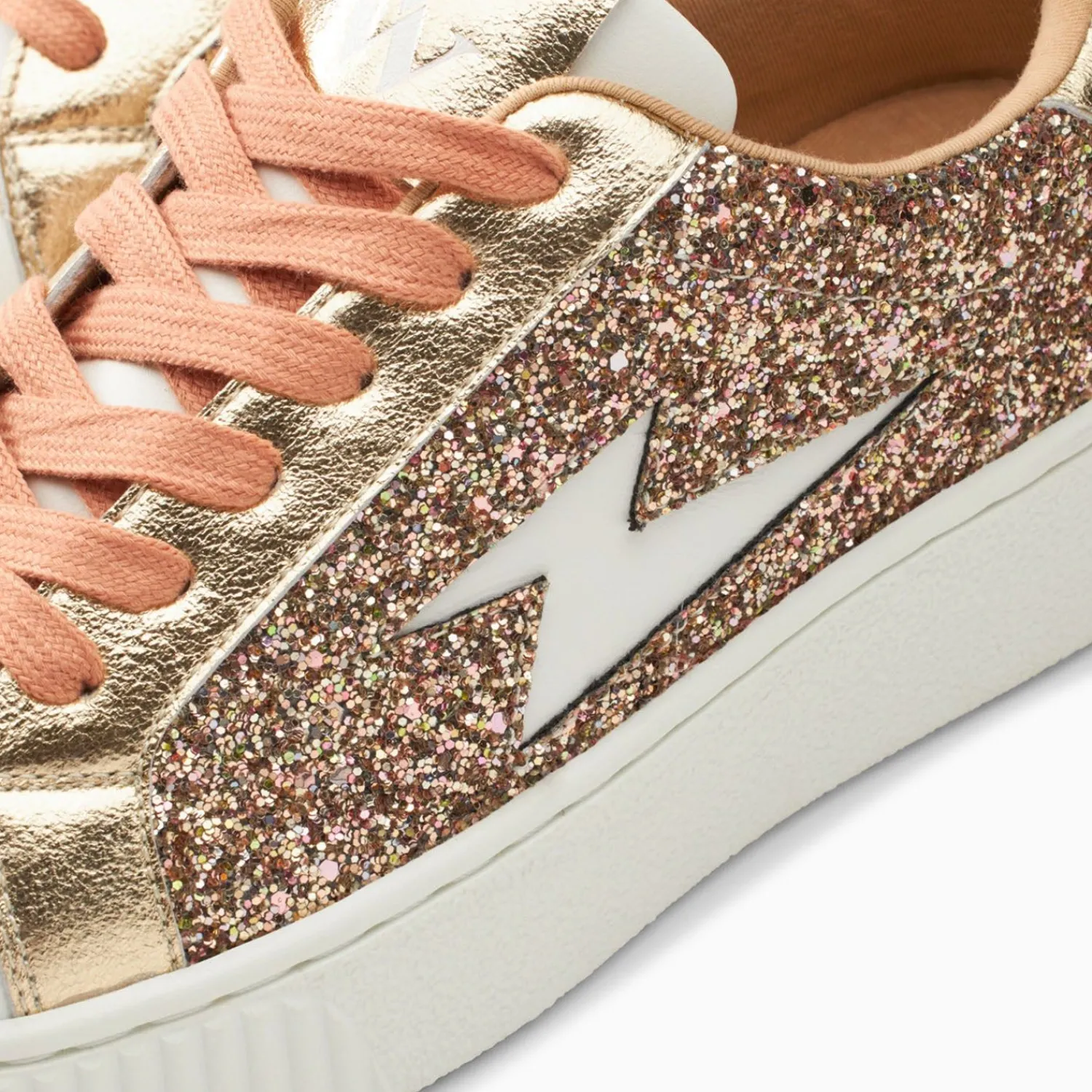 Vanessa Wu Sneakers>Baskets Eclair Elise Rose Gold Paillete A Lacets