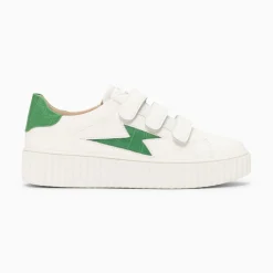 Vanessa Wu Sneakers>Baskets Eclair Elsa Blanc Et Vert Menthe Croco A Scratchs