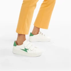 Vanessa Wu Sneakers>Baskets Eclair Elsa Blanc Et Vert Menthe Croco A Scratchs