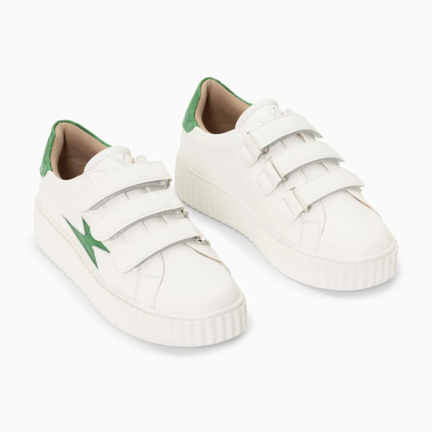 Vanessa Wu Sneakers>Baskets Eclair Elsa Blanc Et Vert Menthe Croco A Scratchs