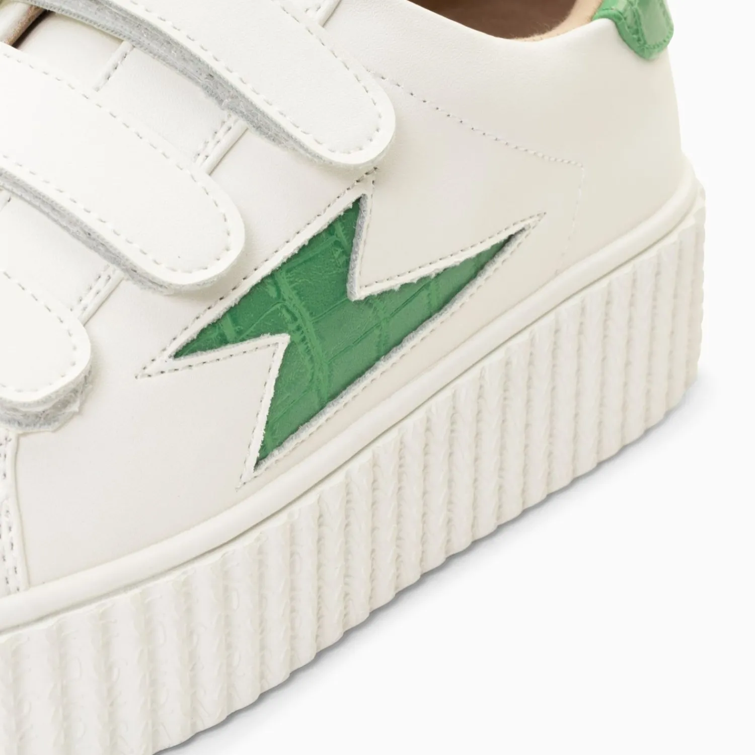 Vanessa Wu Sneakers>Baskets Eclair Elsa Blanc Et Vert Menthe Croco A Scratchs
