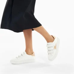 Vanessa Wu Sneakers>Baskets Eclair Elsa Blanc Et Beige Croco A Scratchs