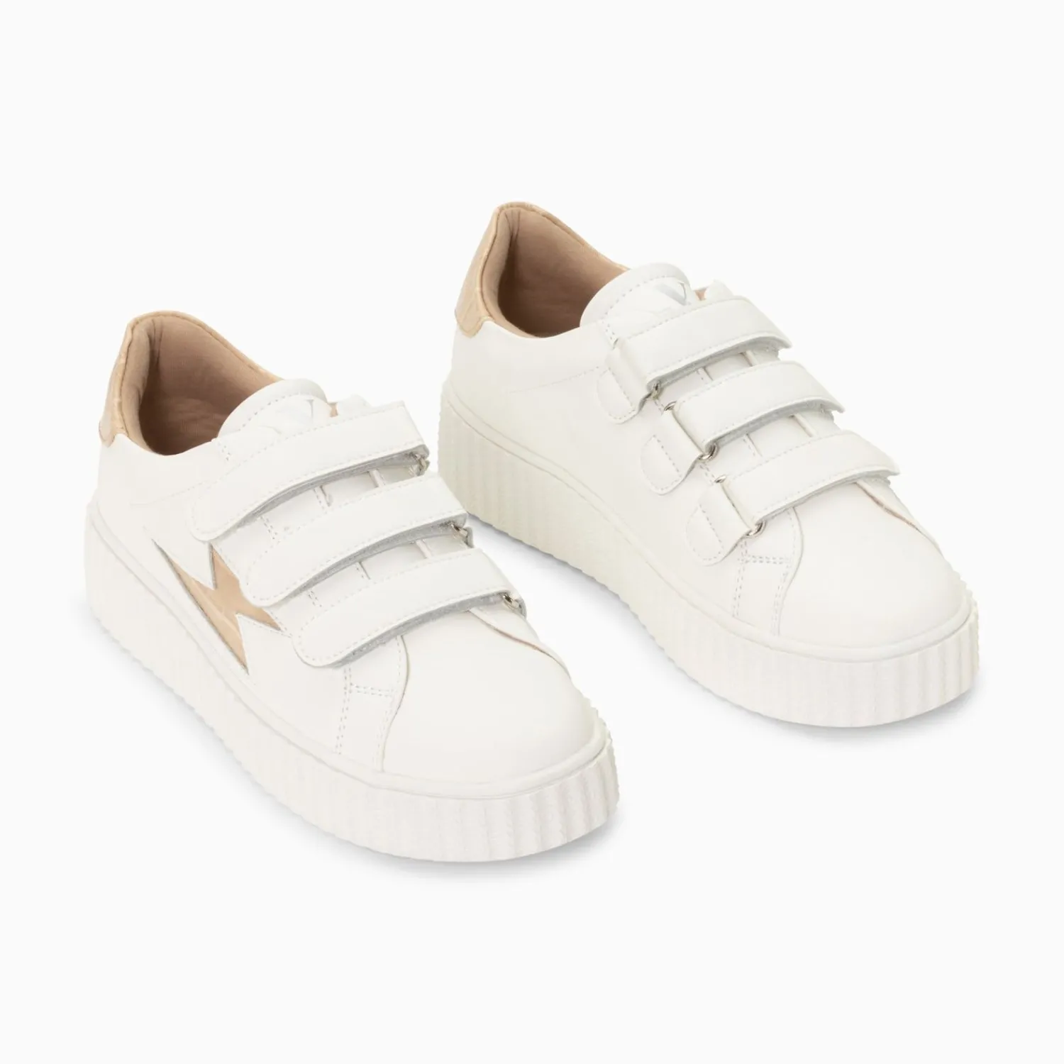 Vanessa Wu Sneakers>Baskets Eclair Elsa Blanc Et Beige Croco A Scratchs