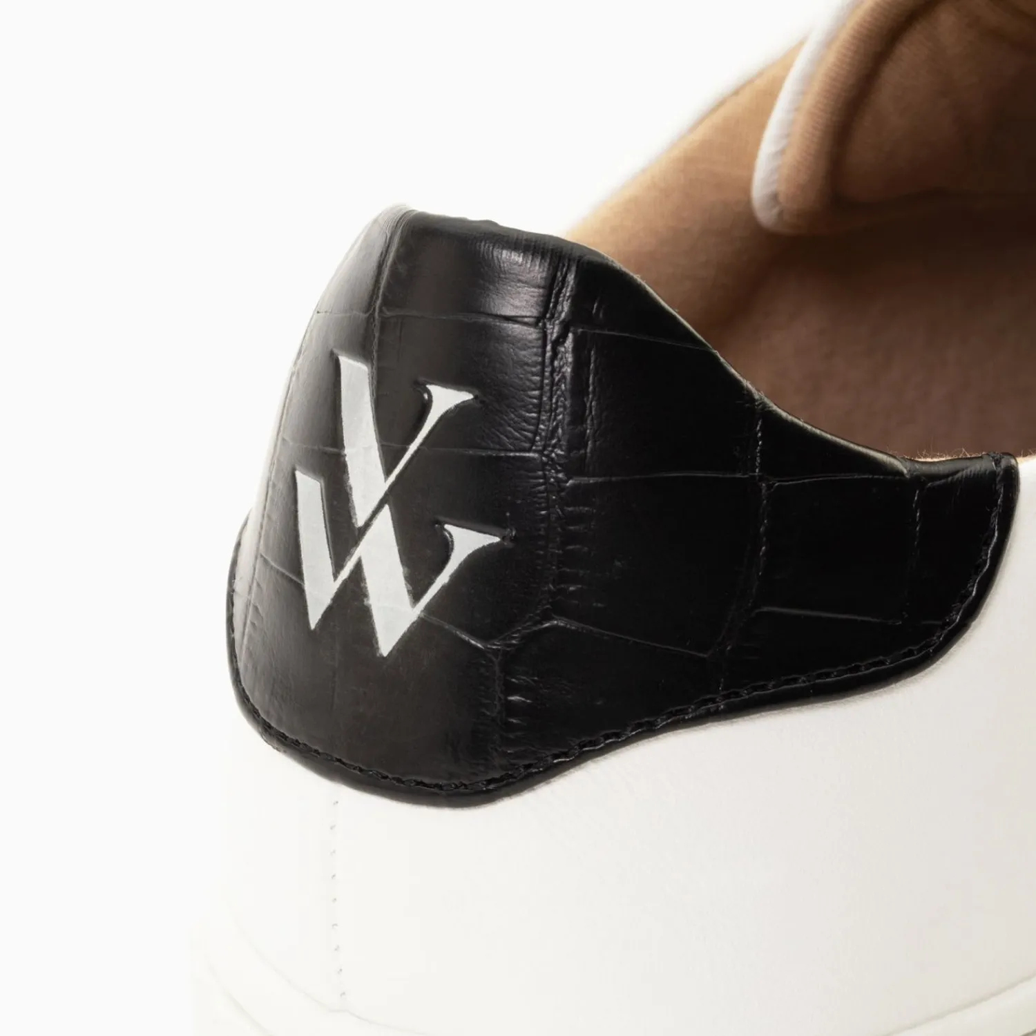 Vanessa Wu Sneakers>Baskets Eclair Elsa Blanc Et Noir Croco A Scratchs